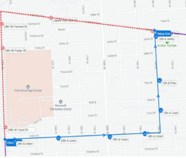 Route 1 detour during construction on Lapeer Ave