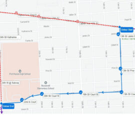 Route 2 detour during construction on Lapeer Ave